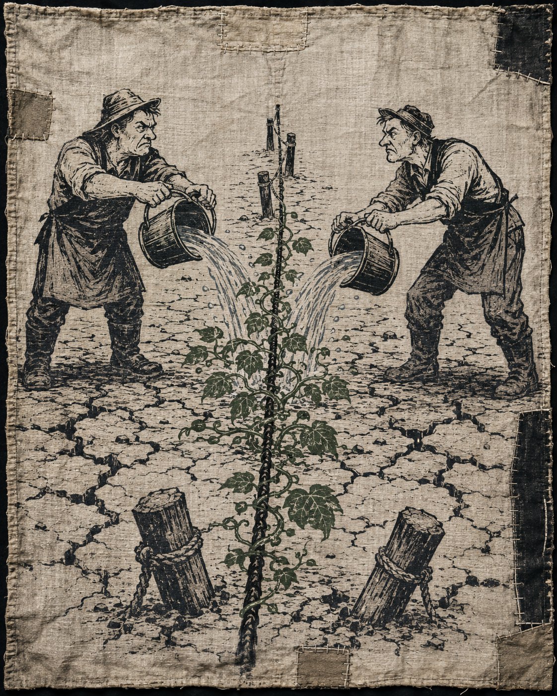 WATERING THE CRACKS — plate
