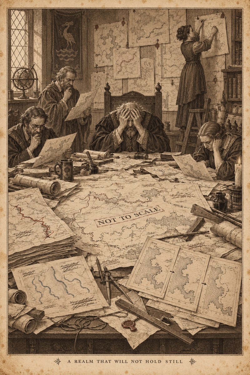 THE GRAND CARTOGRAPHIC REVISION COMMITTEE'S SURVEY OF A REALM THAT WILL NOT HOLD STILL