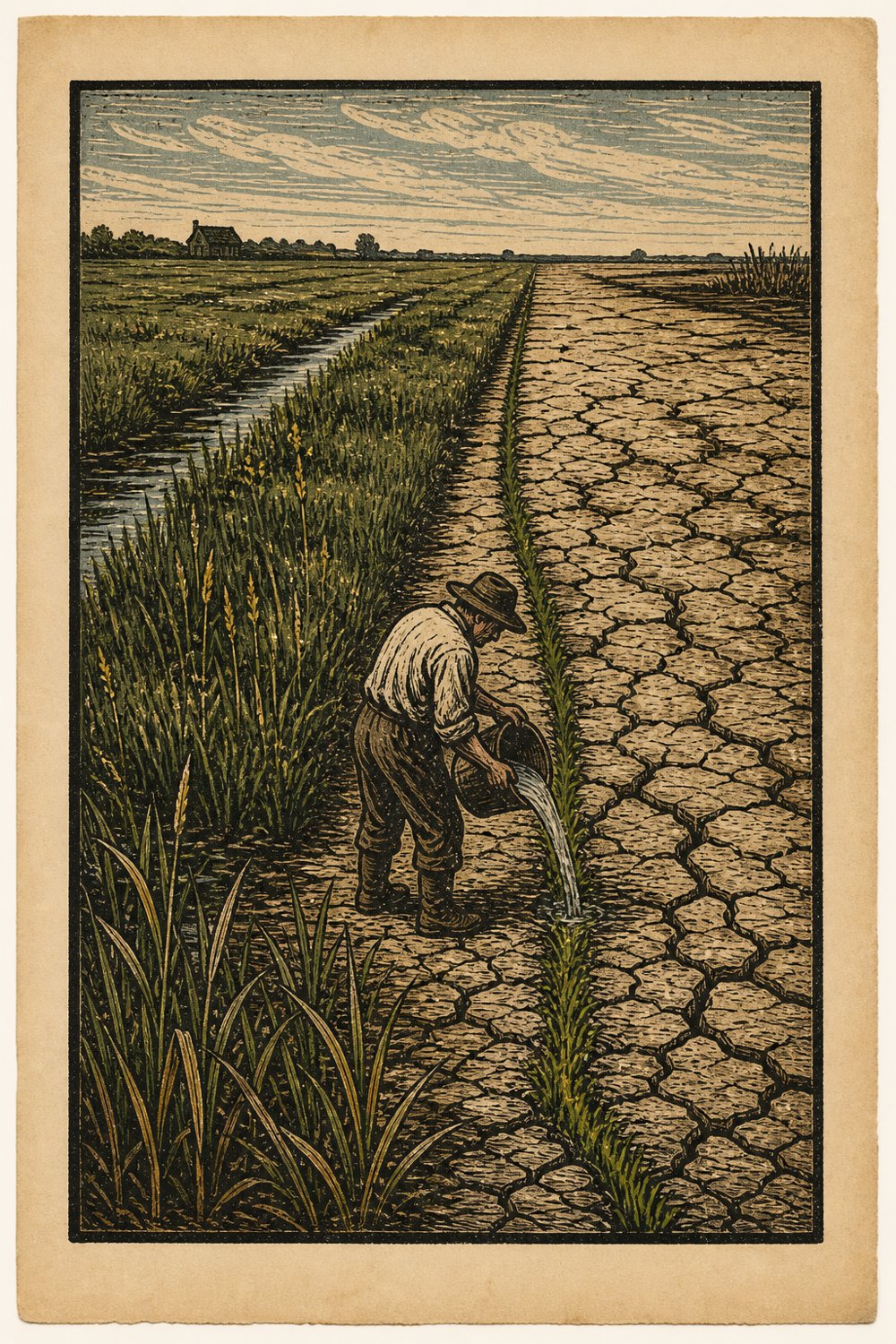 WATERING THE CRACKS — plate