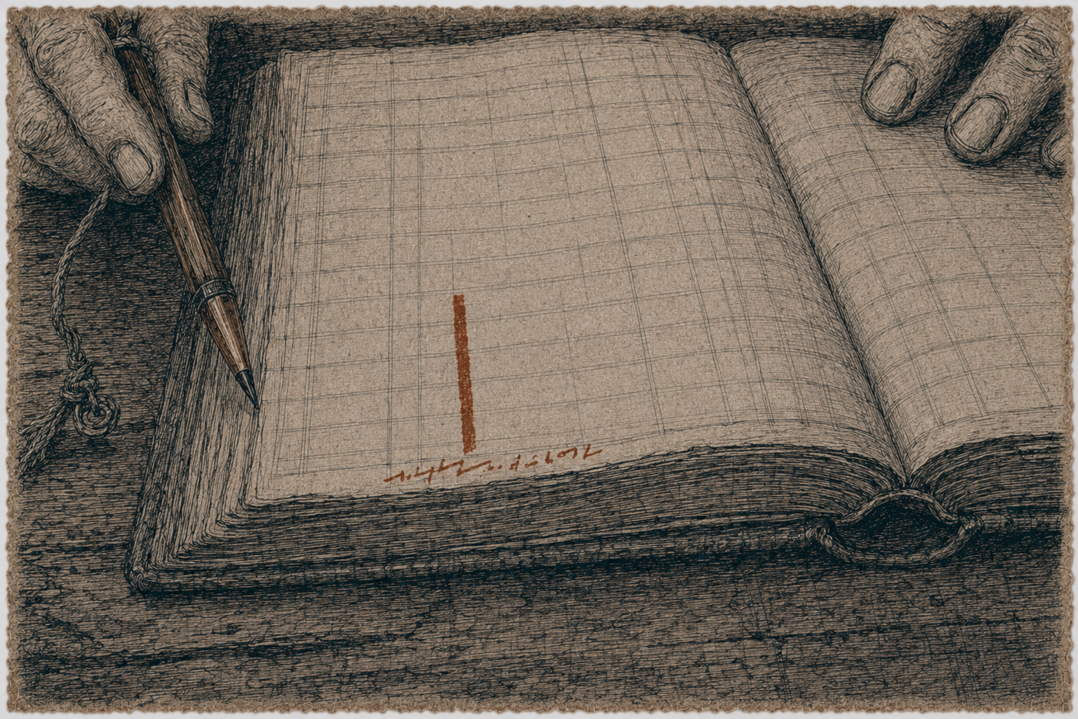 The toll-book shows a single ochre tally
